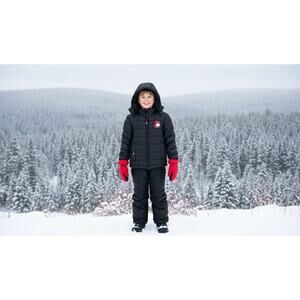 Canada Weather Gear Boys Size 7 Black Red Hooded Winter Jacket Full Zip Coat